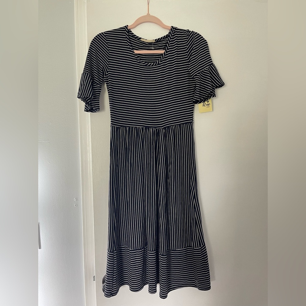 Elegant Striped Midi Dress